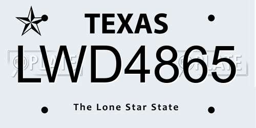 LWD4865 Texas License Plate