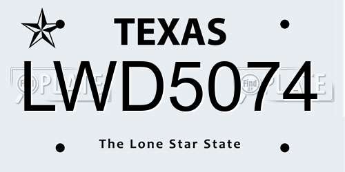 LWD5074 Texas License Plate