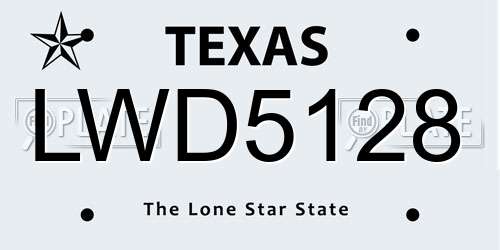 LWD5128 Texas License Plate