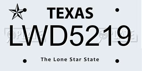 LWD5219 Texas License Plate