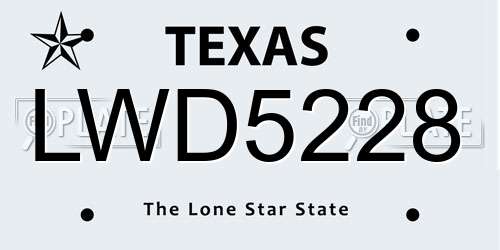 LWD5228 Texas License Plate