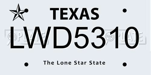 LWD5310 Texas License Plate