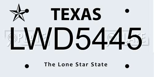 LWD5445 Texas License Plate