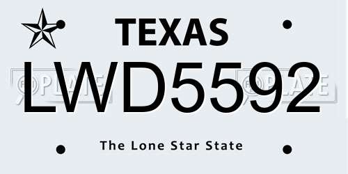 LWD5592 Texas License Plate