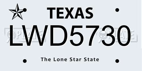 LWD5730 Texas License Plate