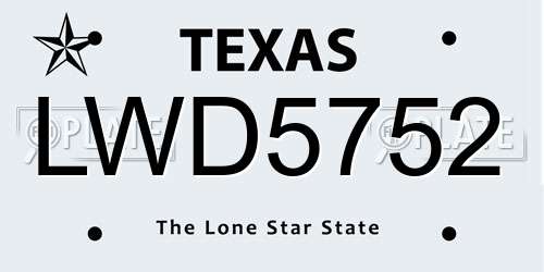 LWD5752 Texas License Plate