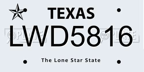 LWD5816 Texas License Plate