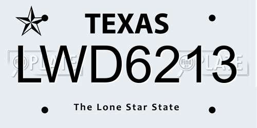 LWD6213 Texas License Plate