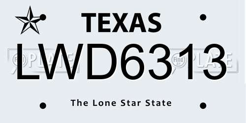 LWD6313 Texas License Plate
