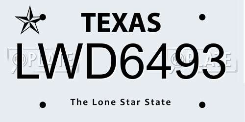 LWD6493 Texas License Plate