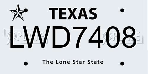 LWD7408 Texas License Plate
