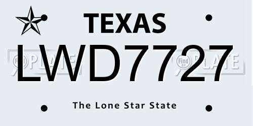 LWD7727 Texas License Plate
