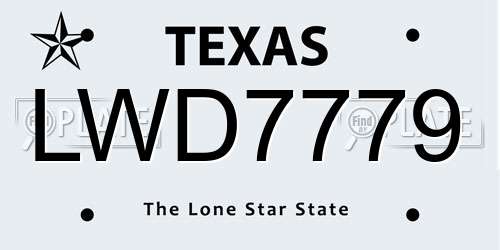 LWD7779 Texas License Plate
