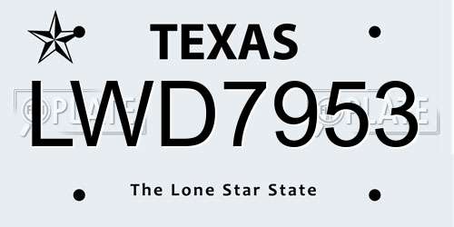 LWD7953 Texas License Plate