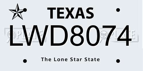 LWD8074 Texas License Plate