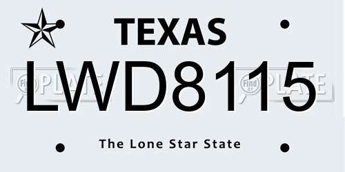 LWD8115 Texas License Plate