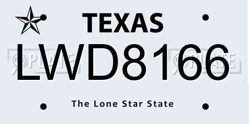LWD8166 Texas License Plate