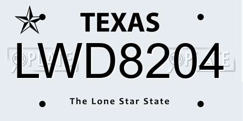 LWD8204 Texas License Plate