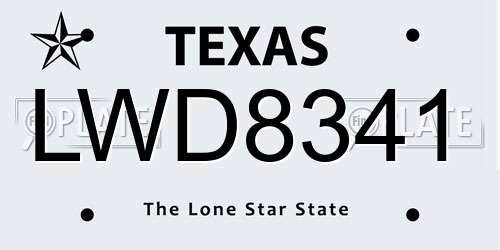 LWD8341 Texas License Plate
