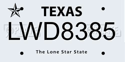 LWD8385 Texas License Plate