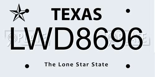 LWD8696 Texas License Plate