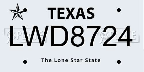 LWD8724 Texas License Plate