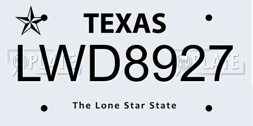 LWD8927 Texas License Plate