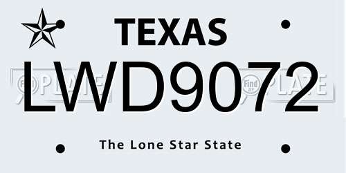 LWD9072 Texas License Plate