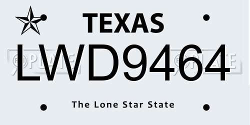 LWD9464 Texas License Plate