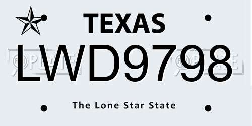 LWD9798 Texas License Plate