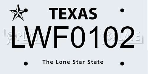 LWF0102 Texas License Plate