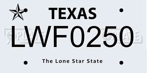 LWF0250 Texas License Plate