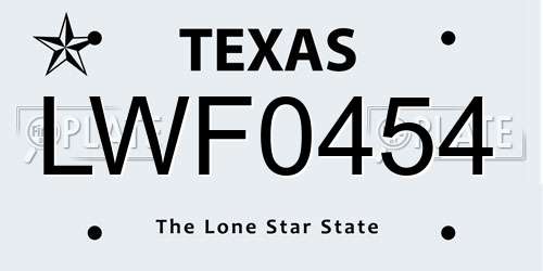 LWF0454 Texas License Plate