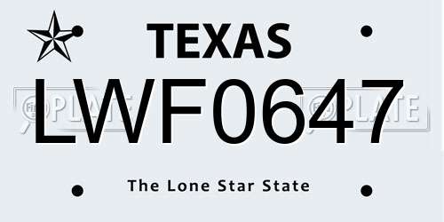 LWF0647 Texas License Plate