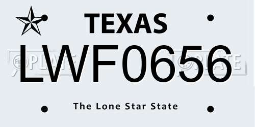LWF0656 Texas License Plate