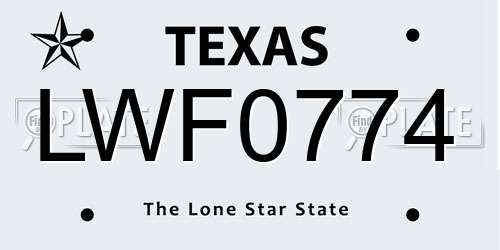 LWF0774 Texas License Plate