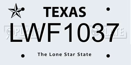 LWF1037 Texas License Plate