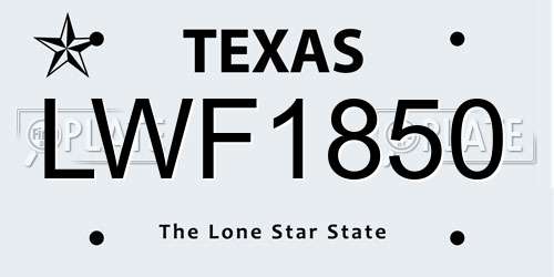 LWF1850 Texas License Plate
