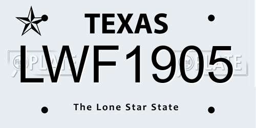 LWF1905 Texas License Plate