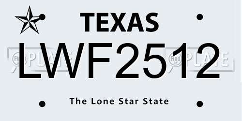 LWF2512 Texas License Plate