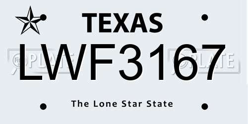 LWF3167 Texas License Plate