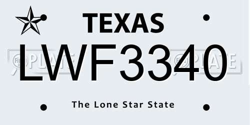 LWF3340 Texas License Plate