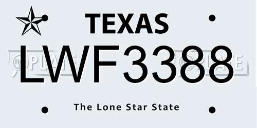 LWF3388 Texas License Plate