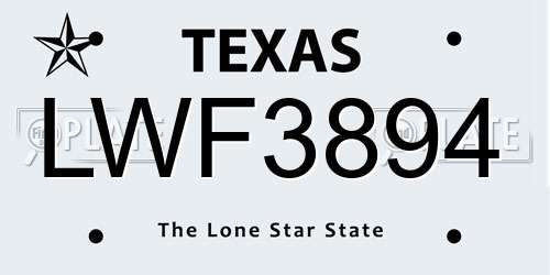 LWF3894 Texas License Plate