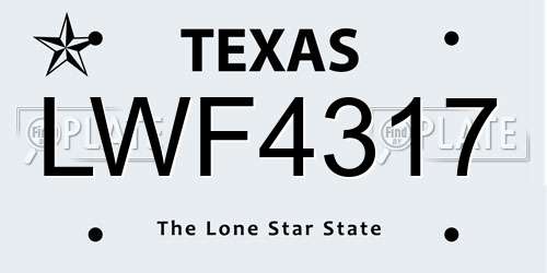 LWF4317 Texas License Plate