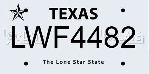 LWF4482 Texas License Plate