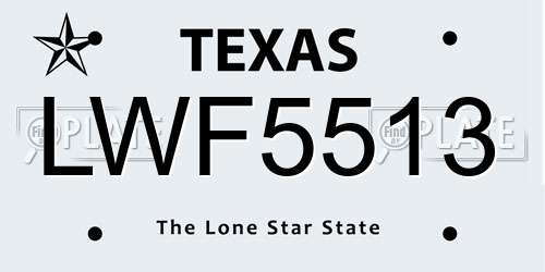 LWF5513 Texas License Plate
