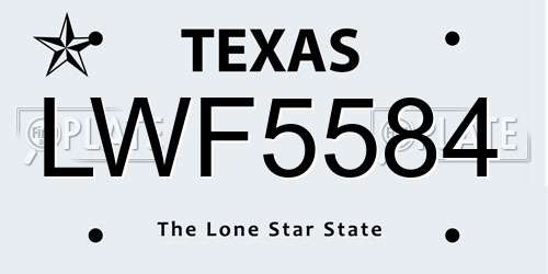 LWF5584 Texas License Plate