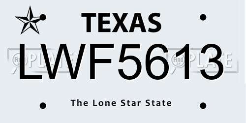 LWF5613 Texas License Plate