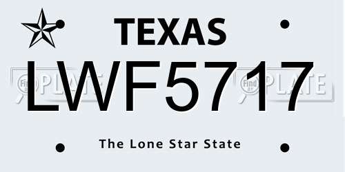LWF5717 Texas License Plate